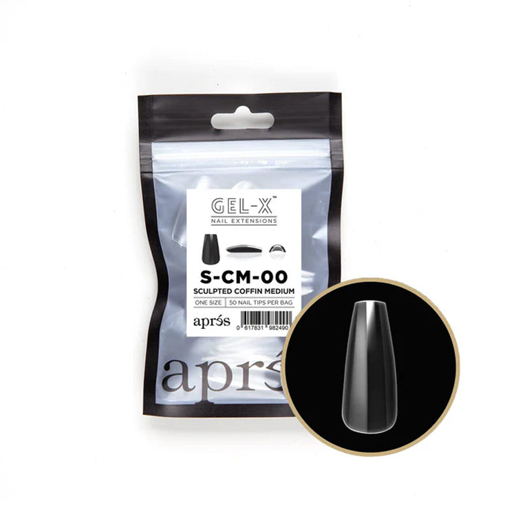 Apres Gel-X Tips (Sculpted Coffin Medium) 50pcs Refill Pack