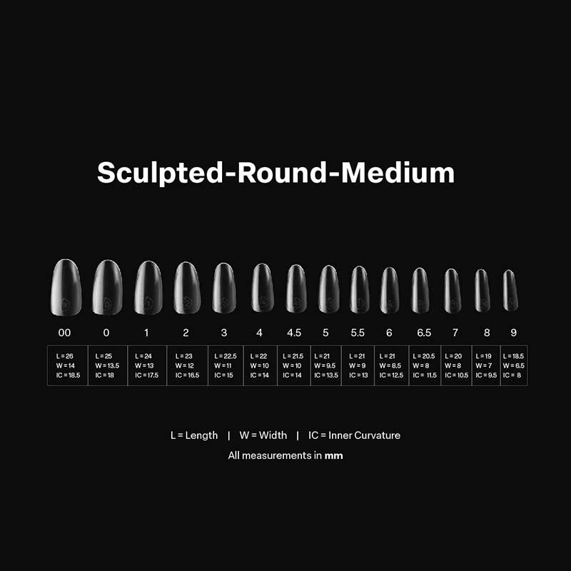 Apres Gel-X Tips 2.0 (Sculpted Round Medium) 600pcs Box - 14 Sizes
