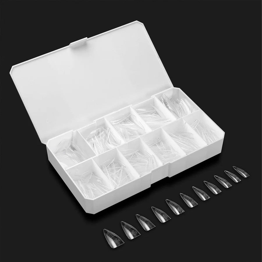 Apres French Manicure Gel-X Tips (Sculpted Stiletto Long) 330pcs Box - 10 Sizes
