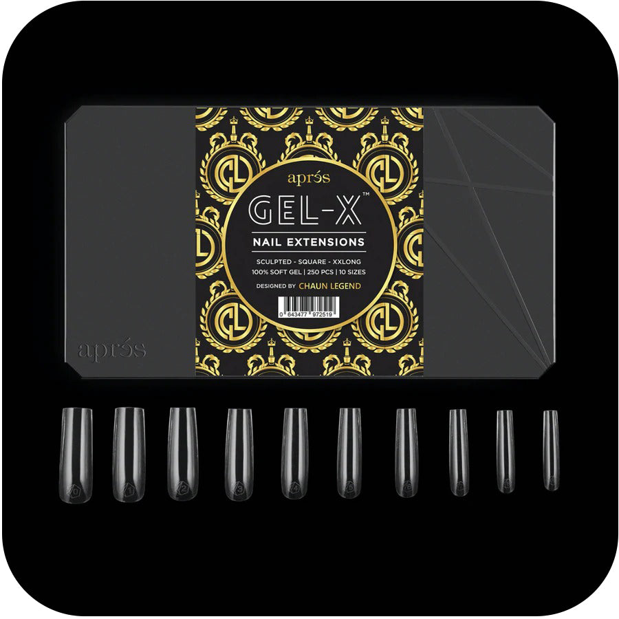 Apres Gel-X Tips (Sculpted Square Extra Extra Long) by Chaun Legend 250pcs Box - 10 Sizes