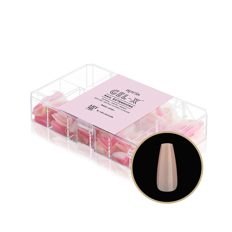 Apres ArtMe Gel-X Tips - Base Colour (Natural Coffin Medium) 500pcs Box - 10 Sizes