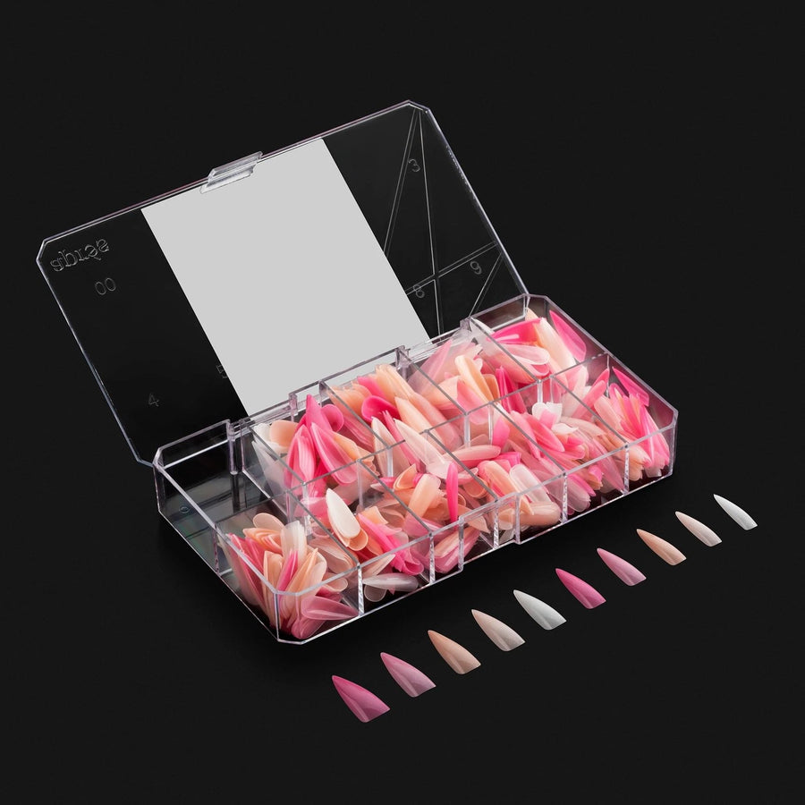 Apres ArtMe Gel-X Tips - Base Colour (Natural Stiletto Long) 500pcs Box - 10 Sizes