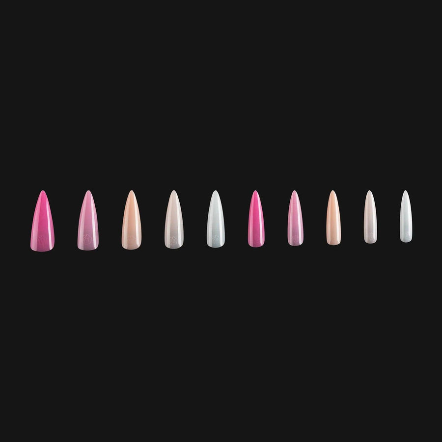 Apres ArtMe Gel-X Tips - Base Colour (Natural Stiletto Long) 500pcs Box - 10 Sizes