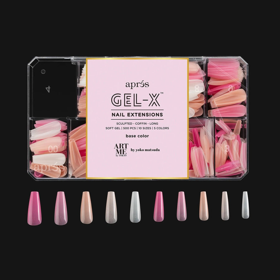 Apres ArtMe Gel-X Tips - Base Colour (Sculpted Coffin Long) 500pcs Box - 10 Sizes