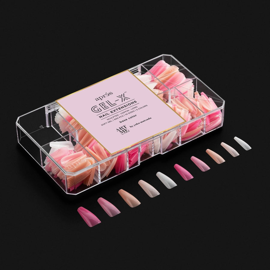 Apres ArtMe Gel-X Tips - Base Colour (Sculpted Coffin Long) 500pcs Box - 10 Sizes