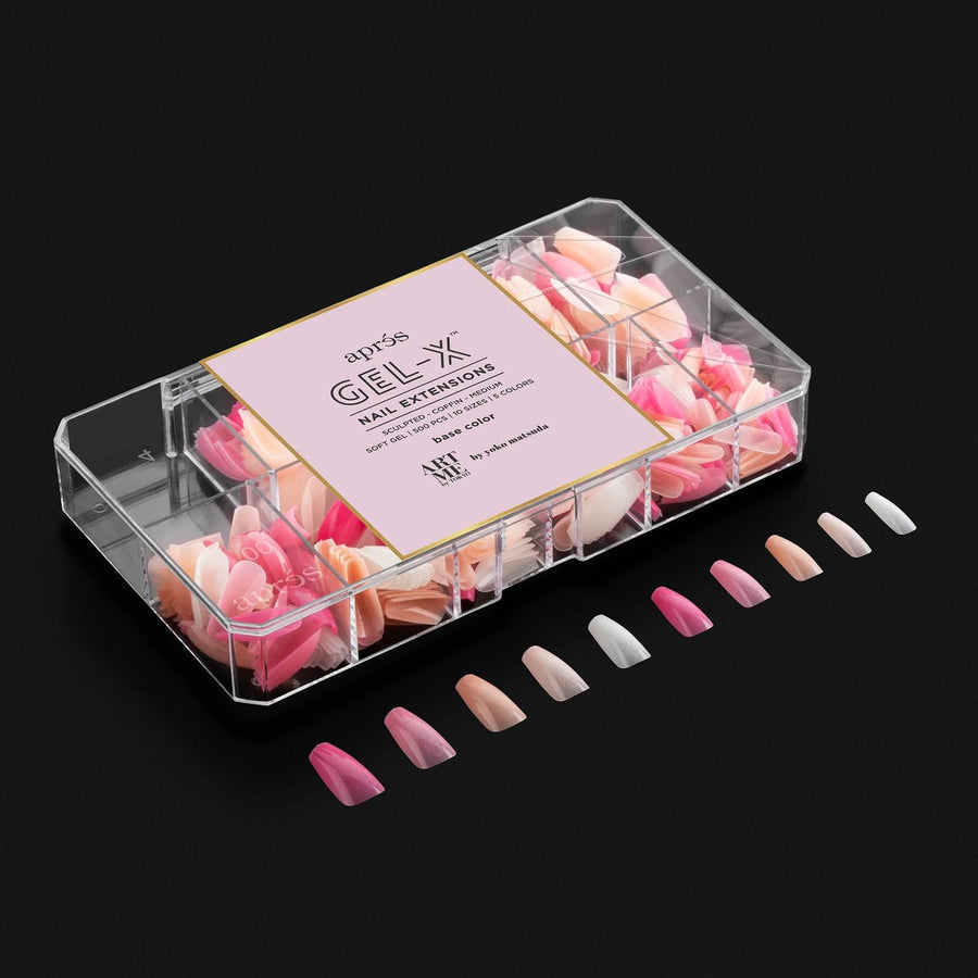 Apres ArtMe Gel-X Tips - Base Colour (Sculpted Coffin Medium) 500pcs Box - 10 Sizes