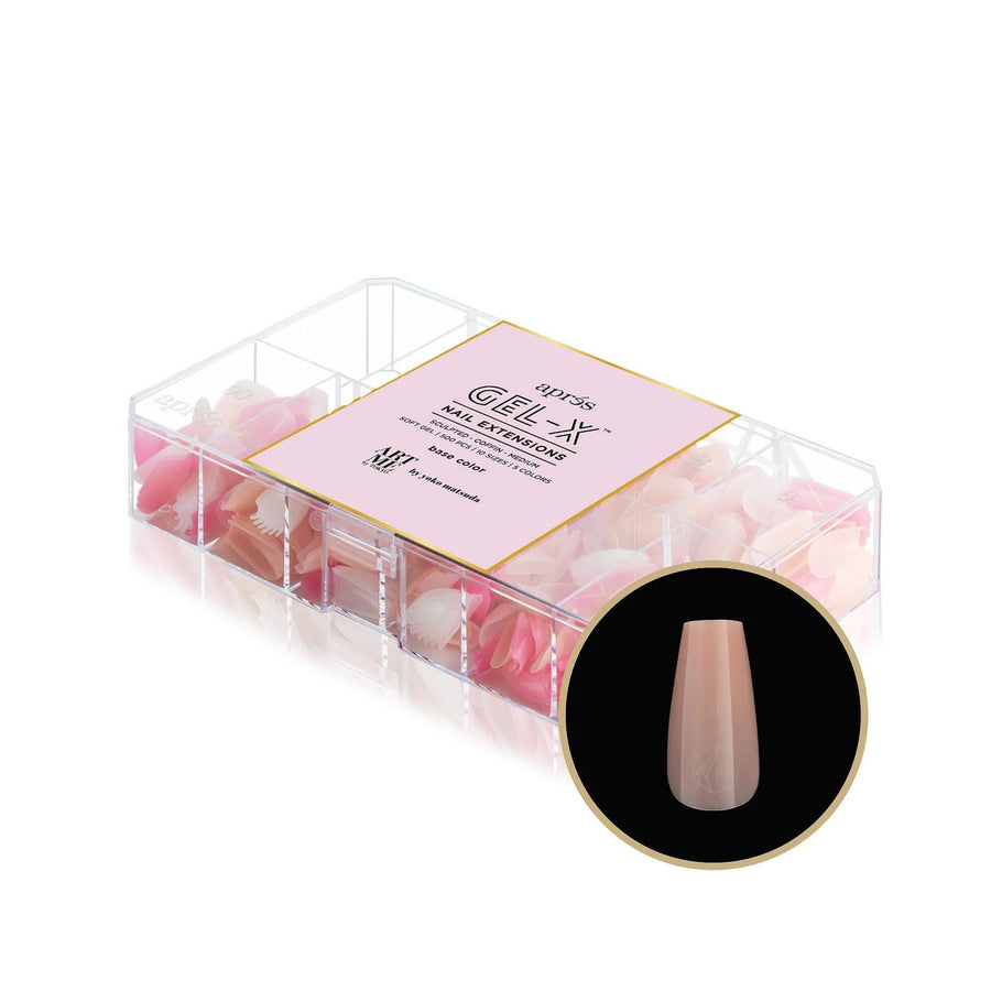 Apres ArtMe Gel-X Tips - Base Colour (Sculpted Coffin Medium) 500pcs Box - 10 Sizes