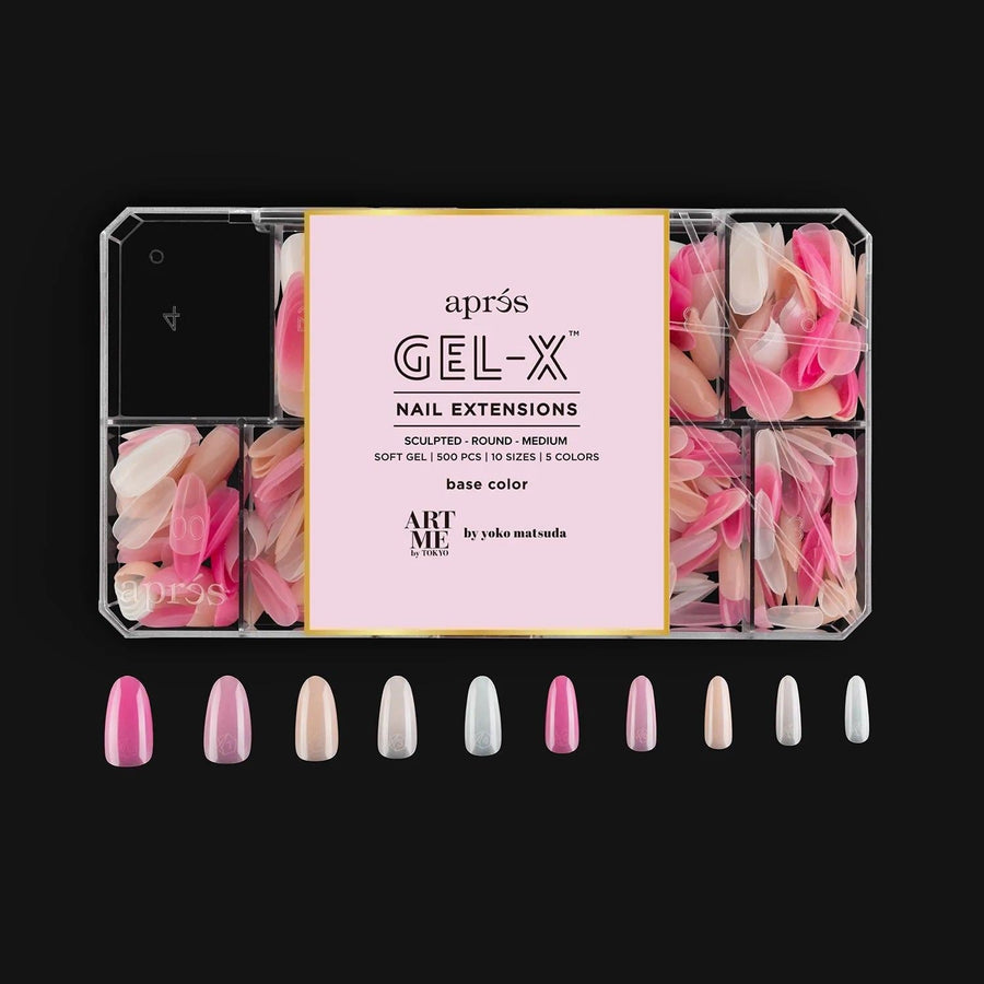 Apres ArtMe Gel-X Tips - Base Colour (Sculpted Round Medium) 500pcs Box - 10 Sizes