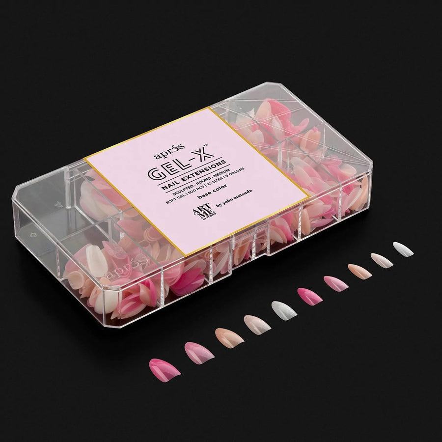 Apres ArtMe Gel-X Tips - Base Colour (Sculpted Round Medium) 500pcs Box - 10 Sizes