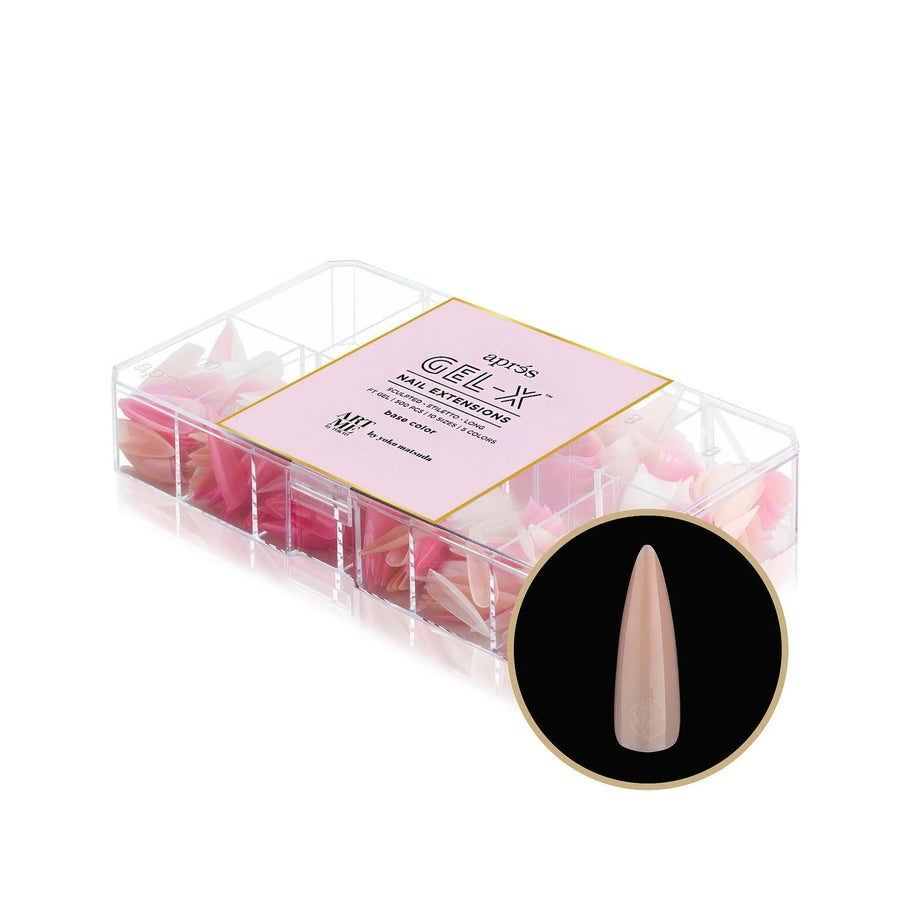 Apres ArtMe Gel-X Tips - Base Colour (Sculpted Stiletto Long) 500pcs Box - 10 Sizes