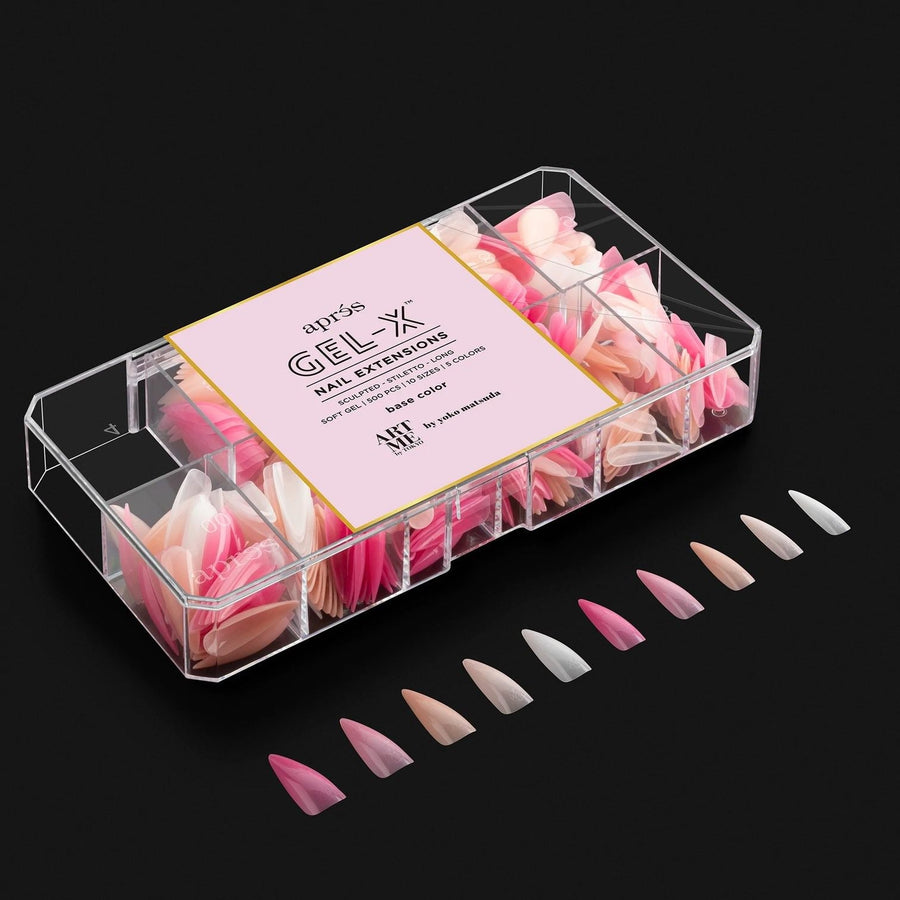 Apres ArtMe Gel-X Tips - Base Colour (Sculpted Stiletto Long) 500pcs Box - 10 Sizes
