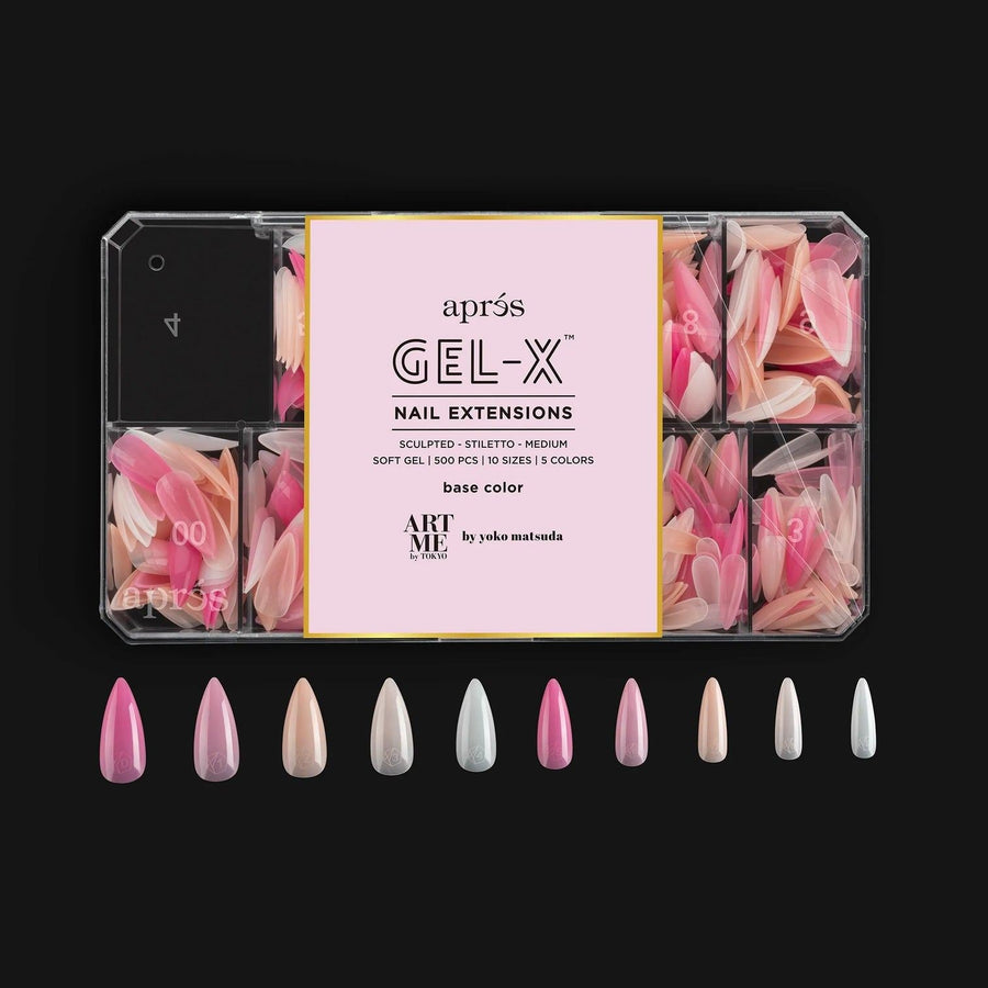 Apres ArtMe Gel-X Tips - Base Colour (Sculpted Stiletto Medium) 500pcs Box - 10 Sizes