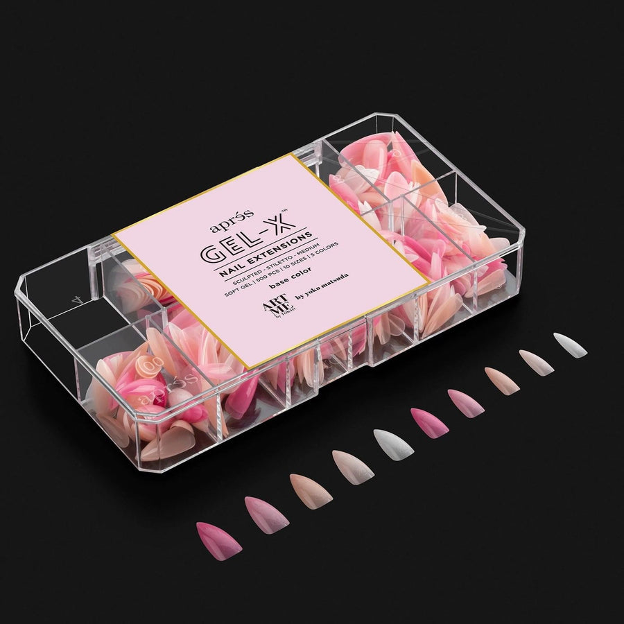 Apres ArtMe Gel-X Tips - Base Colour (Sculpted Stiletto Medium) 500pcs Box - 10 Sizes