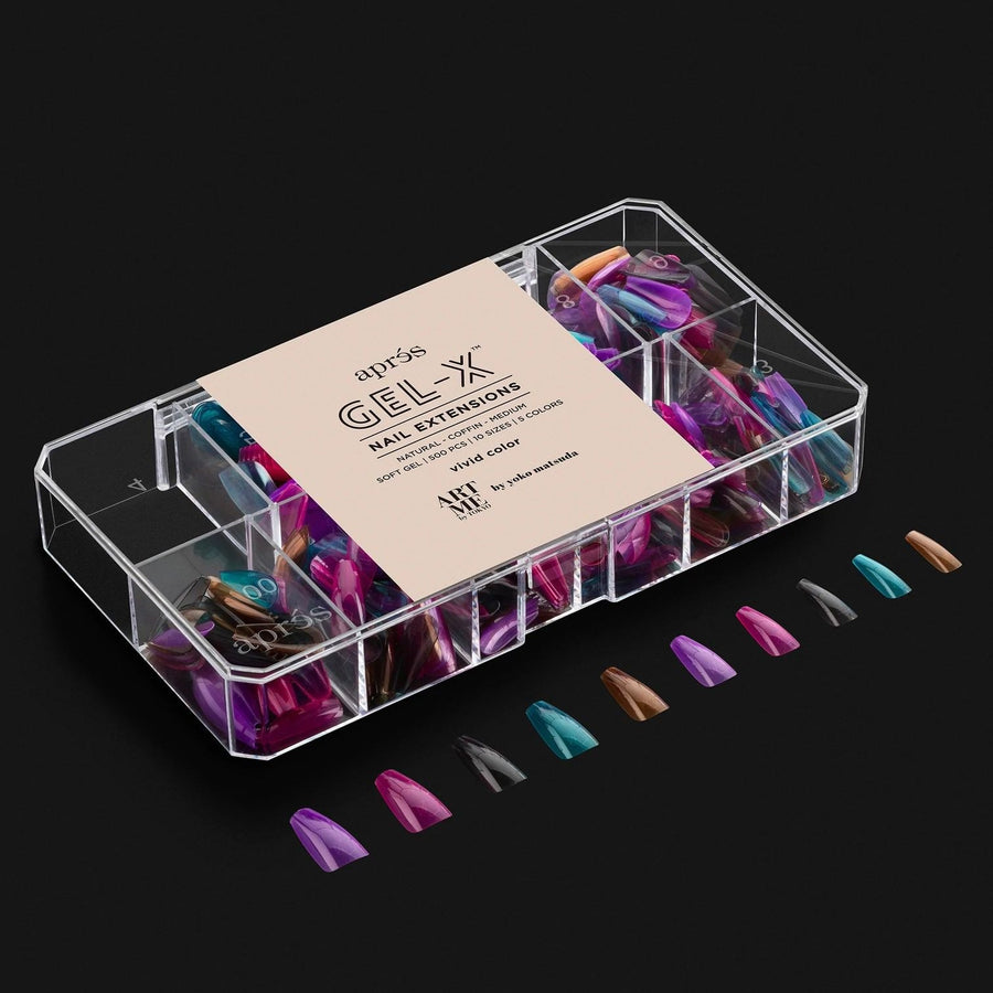 Apres ArtMe Gel-X Tips - Vivid Colour (Natural Coffin Medium) 500pcs Box - 10 Sizes