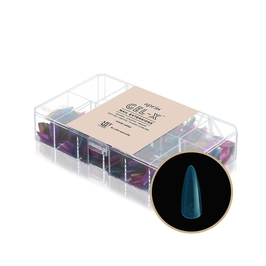 Apres ArtMe Gel-X Tips - Vivid Colour (Natural Stiletto Medium) 500pcs Box - 10 Sizes