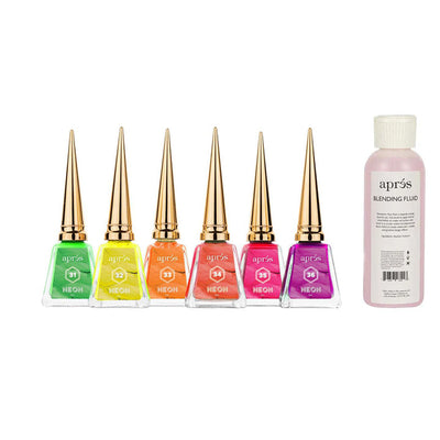 Apres Artiste ArtInk Set No #6 (6 Neon Inks with Blending Fluid 120ml)