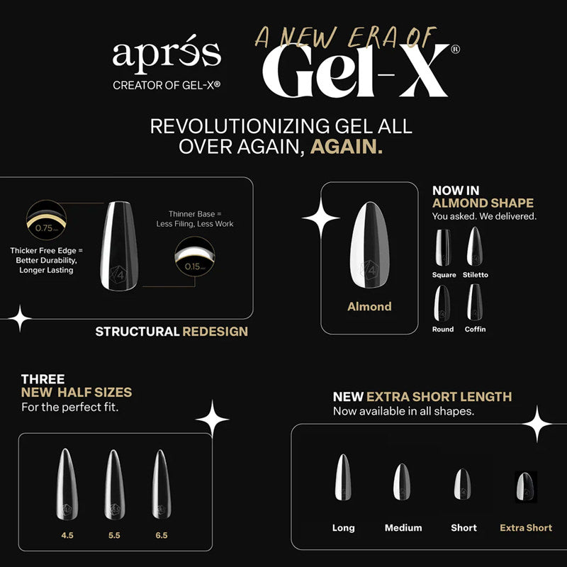 Apres Gel-X Tips 2.0 (Sculpted Almond Extra Long) 50pcs Pack Bag