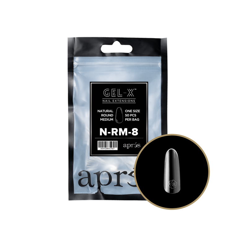 Apres Gel-X Tips 2.0 (Natural Round Medium) 50pcs Refill Pack