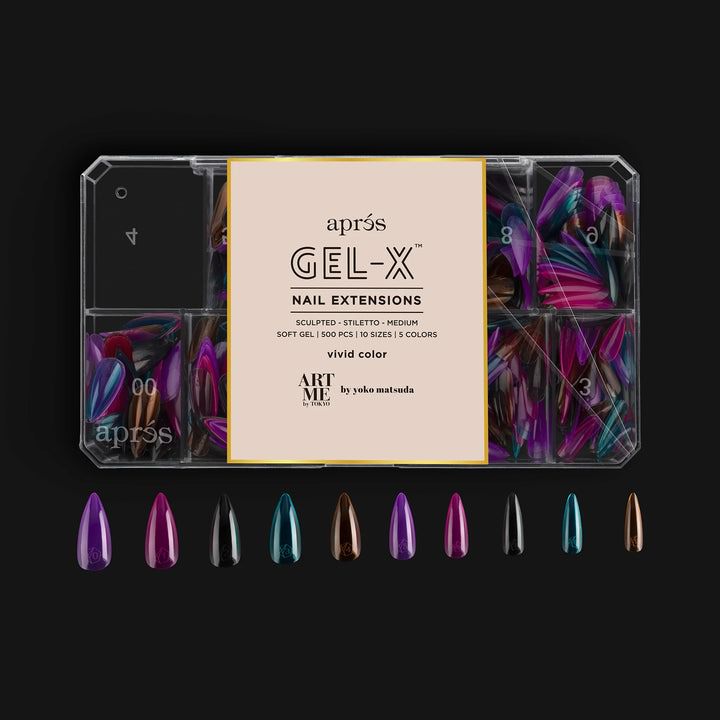 Apres ArtMe Gel-X Tips - Vivid Colour (Sculpted Stiletto Medium) 500pcs Box - 10 Sizes