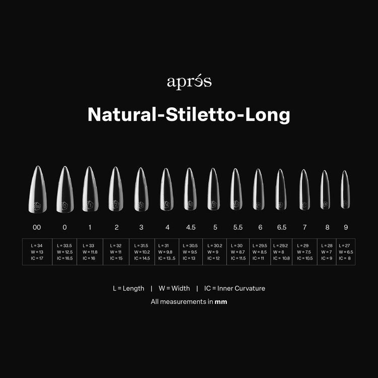 Apres Gel-X Tips 2.0 (Natural Stiletto Long) 600pcs Box - 14 Sizes